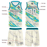 Custom Cream Light Blue Basketball Jersey Uniform Suit Printed Your Logo Name Number
