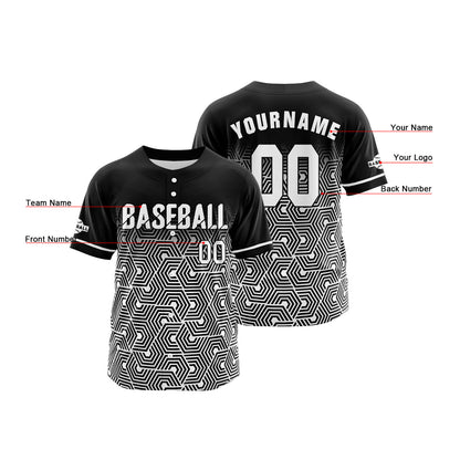Custom Black Gray Button Down Baseball Jersey for Men Women Adult Youth Print Name Number Logo