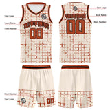 Custom Cream Reddish Brown Basketball Jersey Uniform Suit Printed Your Logo Name Number