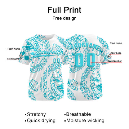 Custom White Button Down Baseball Jersey for Men Women Adult Youth Print Name Number Logo