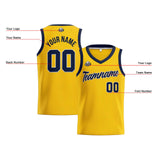 Custom Yellow Navy Basketball Jersey for Men Women Adult Youth Stitched Name Number Logo