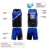 Custom Blue Black Reversible Basketball Suit for Adults and Kids Personalized Jersey