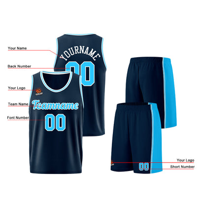 Custom Dark Blue-Light Blue Basketball Jersey for Men Women Adult Youth Stitched Name Number Logo