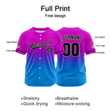 Custom Full Print Design  Baseball Jersey Pink Purple&Blue