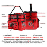Custom Red Black All-Over Print Double Layer Insulated Cooler Bag - Waterproof 600D Oxford Picnic Tote for Team Events & Outdoor BBQ