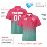 Custom Pink Cyan Football Gradient Polo Shirts  Add Your Unique Logo/Name/Number