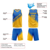 Custom Blue Yellow Reversible Basketball Suit for Adults and Kids Personalized Jersey