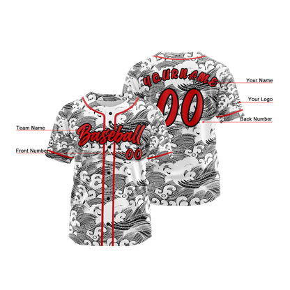 Custom Red Button Down Baseball Jersey for Men Women Adult Youth Print Name Number Logo