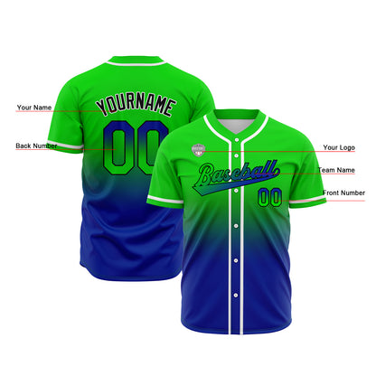 Custom Gradient Baseball Jerseys Personalized Name Number Logo