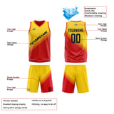 Custom Yellow Red Reversible Basketball Suit for Adults and Kids Personalized Jersey