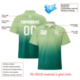Custom Light Green Green Football Gradient Polo Shirts  Add Your Unique Logo/Name/Number
