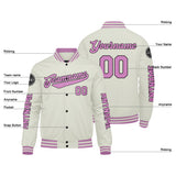 Custom Cream Pink Varsity Jackets for Men Women Youth Personalized Letterman Jackets