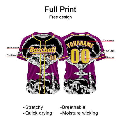 Custom Purple Baseball Jersey Print Personalized Name, Number and Logo