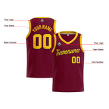 Custom Burgundy Yellow Basketball Jersey for Men Women Adult Youth Stitched Name Number Logo