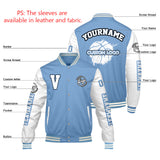 Custom Pale Blue White Varsity Jackets for Men Women Youth Personalized Letterman Jackets