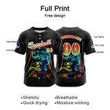 Custom Black Button Down Baseball Jersey for Men Women Adult Youth Print Name Number Logo