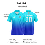 Custom Light Blue Blue Football Gradient Polo Shirts  Add Your Unique Logo/Name/Number