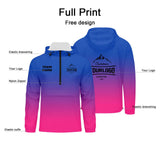 Custom Blue Pink Windproof Softshell  Hooded Jacket - Lightweight Full - Zip, Full Print Logos & Texts
