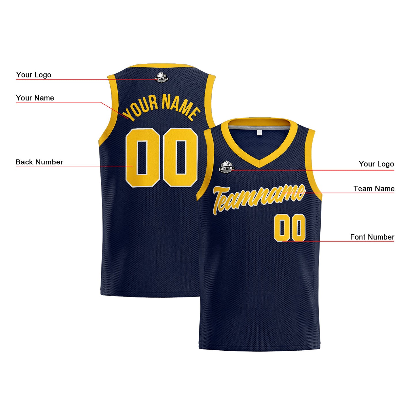Custom Navy Yellow Basketball Jersey for Men Women Adult Youth Stitched Name Number Logo