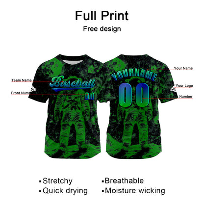 Custom Green Baseball Jersey Print Personalized Name, Number and Logo