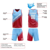 Custom Blue Red Reversible Basketball Suit for Adults and Kids Personalized Jersey