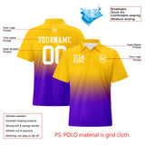 Custom Yellow Purple Football Gradient Polo Shirts  Add Your Unique Logo/Name/Number