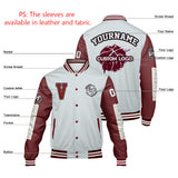 Custom Grey Claret Varsity Jackets for Men Women Youth Personalized Letterman Jackets