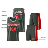 Custom Dark Gray-Red Basketball Jersey for Men Women Adult Youth Stitched Name Number Logo