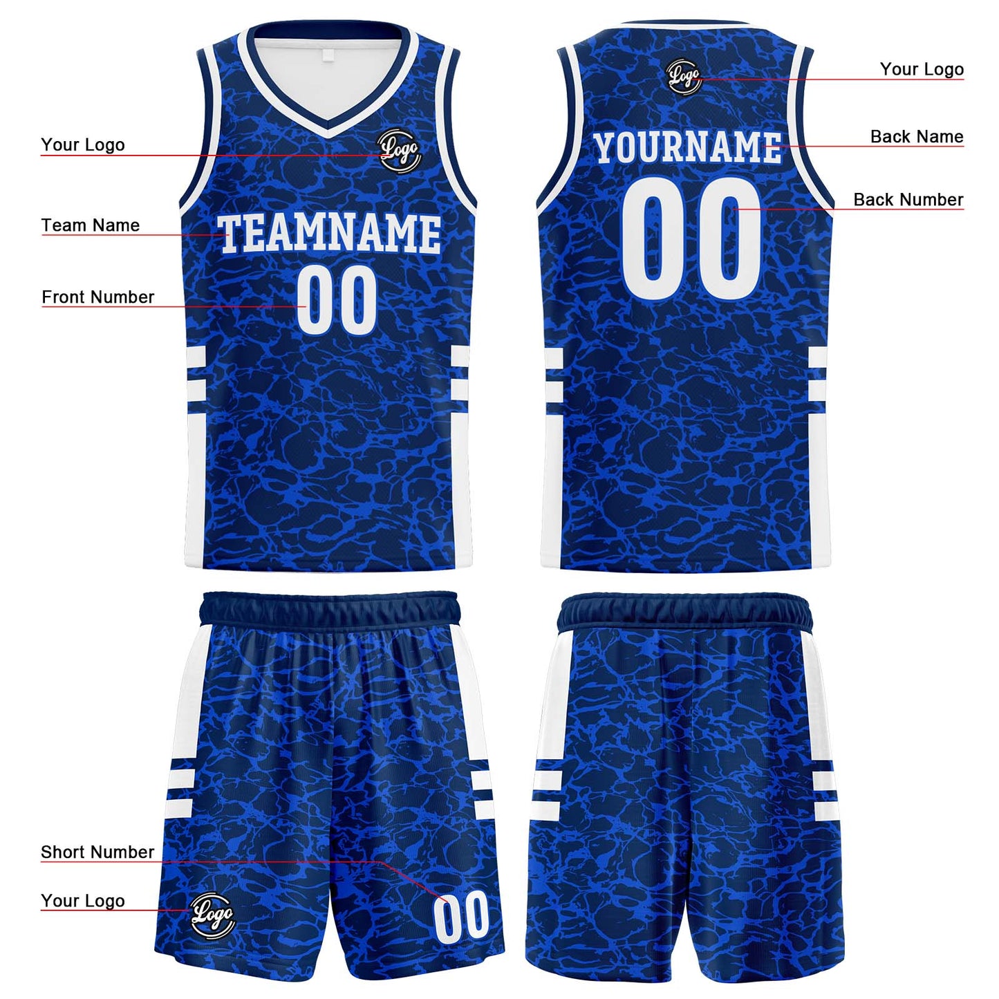 Custom Royal Basketball Jersey Uniform Suit Printed Your Logo Name Number