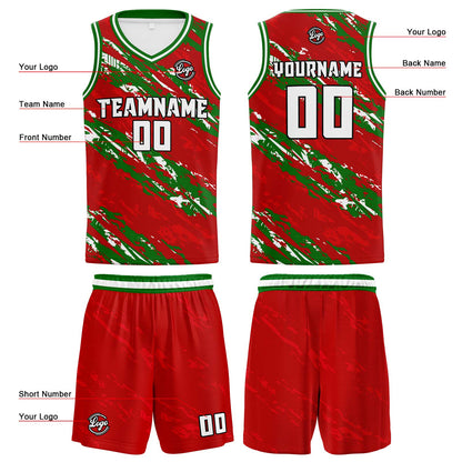 Custom Red Green Basketball Jersey Uniform Suit Printed Your Logo Name Number
