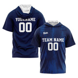 Custom Dark Blue Short Sleeve Hoodies for Men Women Shirts with Hoods Printed Name Logo