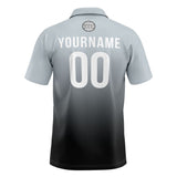 Custom Gray Black Football Gradient Polo Shirts  Add Your Unique Logo/Name/Number