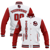 Custom White Red Navy Waterproof Varsity Jackets Personalized Stitched Name Number Logo to Letterman Jackets