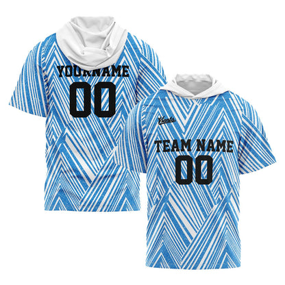 Custom White Light Blue Short Sleeve Hoodies for Men Women Shirts with Hoods Printed Name Logo