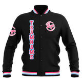 Custom Black Pink Light Blue Waterproof Varsity Jackets Personalized Stitched Name Number Logo to Letterman Jackets