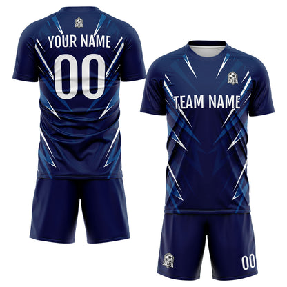 Custom Dark Blue Uniform Jersey Kids Adults Personalized Set Jersey Shirt