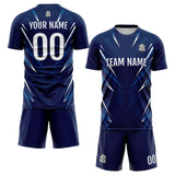 Custom Dark Blue Uniform Jersey Kids Adults Personalized Set Jersey Shirt