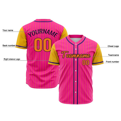 Custom Pink Yellow Hip Hop Baseball Jersey Stitched Printed - Personalized Name Number Shirts #BB-0919-0086