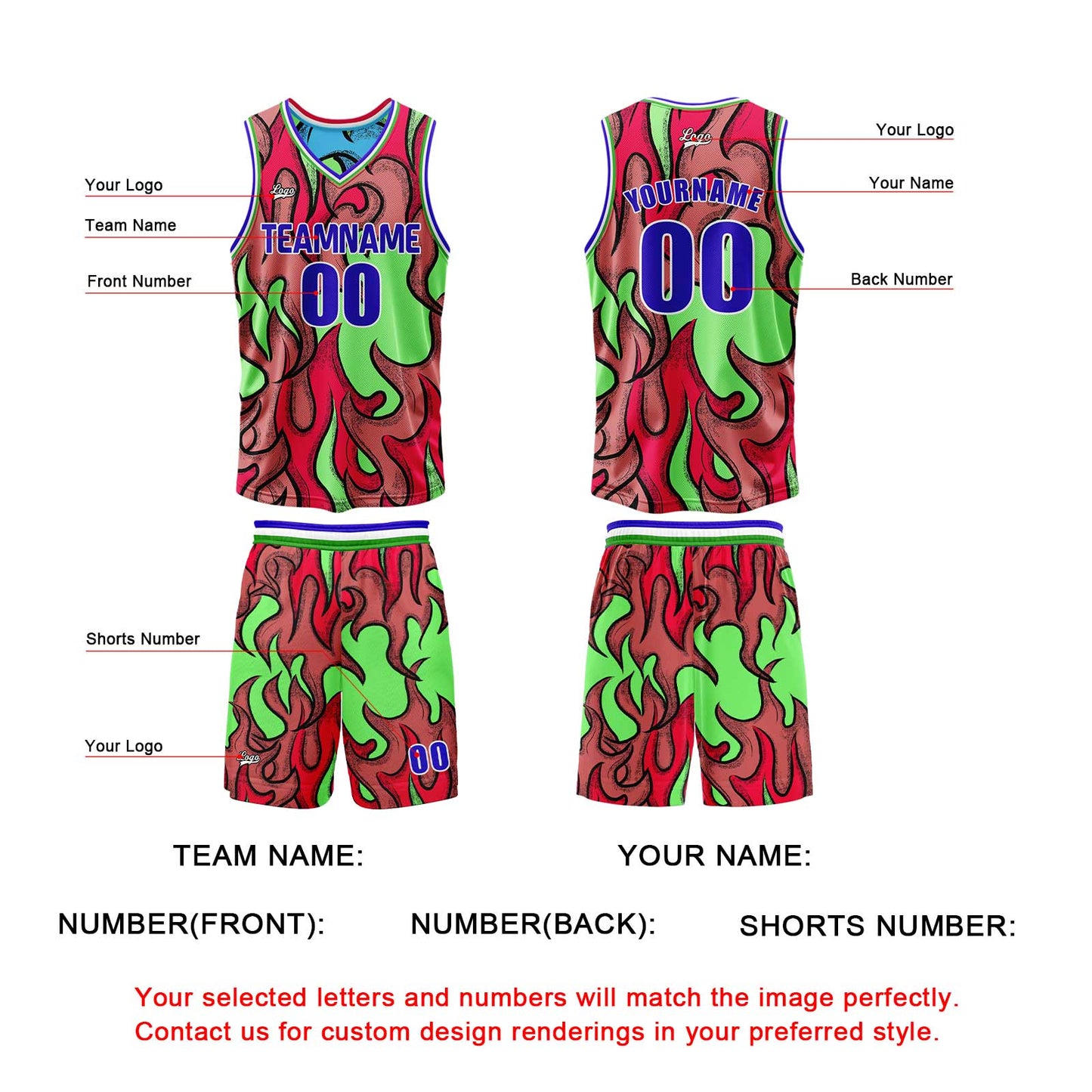 Custom Blue Red Reversible Basketball Suit for Adults and Kids Personalized Jersey