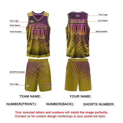 Custom Gold Pink Reversible Basketball Suit for Adults and Kids Personalized Jersey