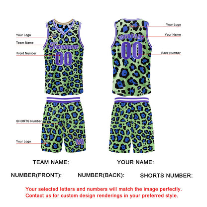 Custom Green Iceberg Blue Reversible Basketball Suit for Adults and Kids Personalized Jersey