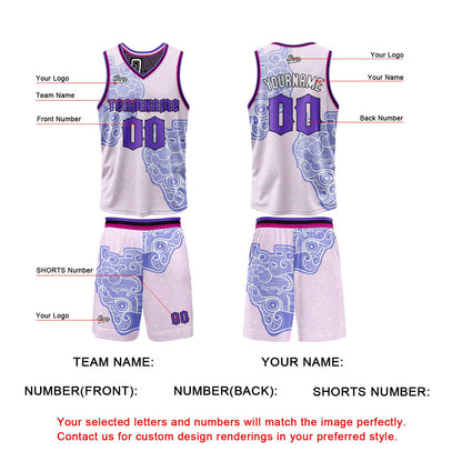 Custom Purple Reversible Basketball Suit for Adults and Kids Personalized Jersey