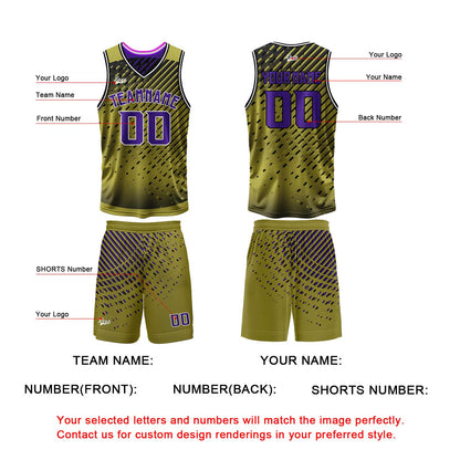 Custom Gold Purple Reversible Basketball Suit for Adults and Kids Personalized Jersey