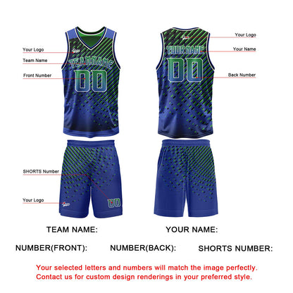 Custom Blue Green Reversible Basketball Suit for Adults and Kids Personalized Jersey