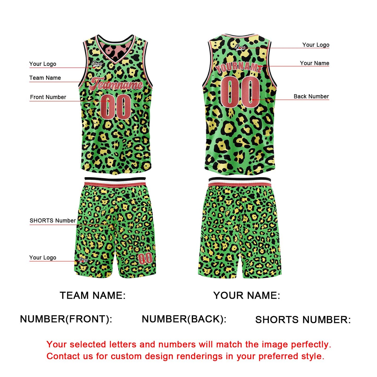 Custom Pink Green Reversible Basketball Suit for Adults and Kids Personalized Jersey