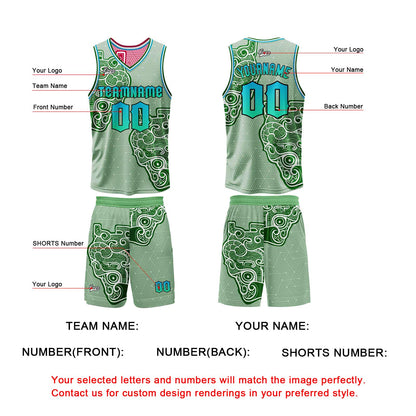 Custom Green Pink Reversible Basketball Suit for Adults and Kids Personalized Jersey