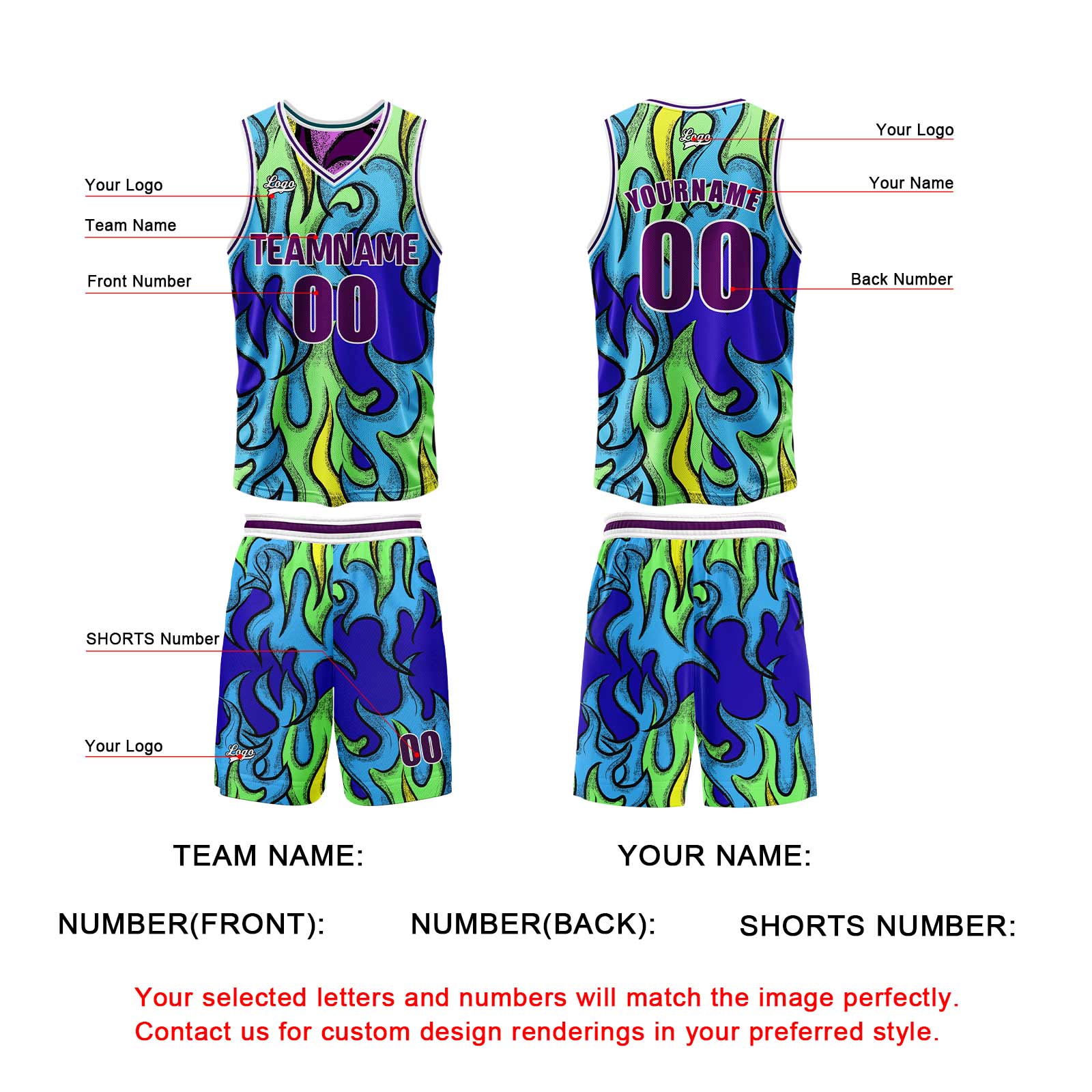 Custom Blue Purple Reversible Basketball Suit for Adults and Kids Personalized Jersey