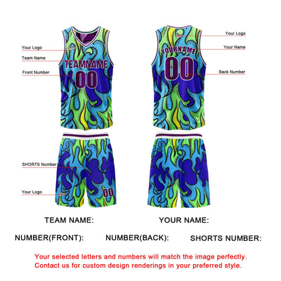 Custom Blue Purple Reversible Basketball Suit for Adults and Kids Personalized Jersey