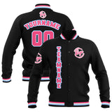 Custom Black Pink Light Blue Waterproof Varsity Jackets Personalized Stitched Name Number Logo to Letterman Jackets