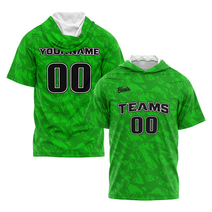 Custom Green Short Sleeve Hoodies for Men Women Shirts with Hoods Printed Name Logo